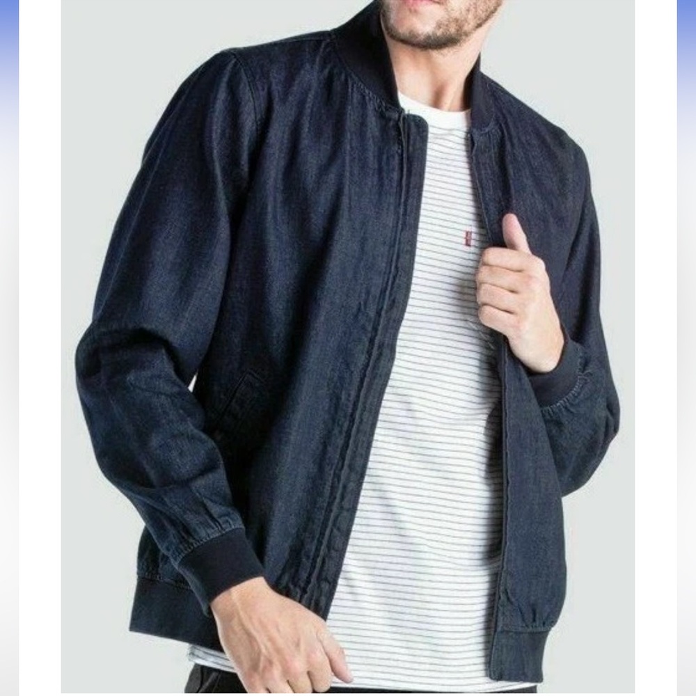 Levi’s Denim Bomber Jacket Full Zip Dark Blue Wash Mens Size  2XL XXL